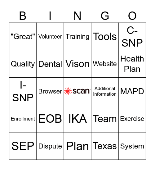 SCAN BINGO Card