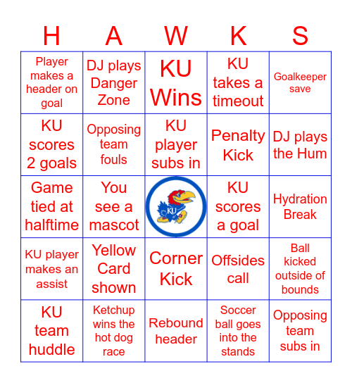 Kansas Soccer Bingo Card