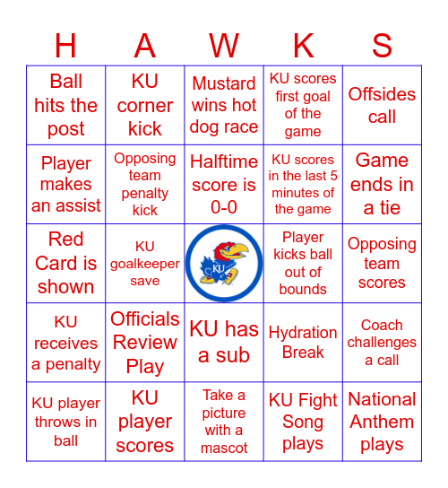 Kansas Soccer Bingo Card