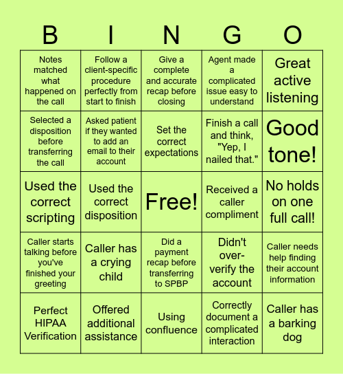 QA Bingo Card