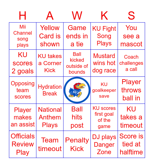 Kansas Soccer Bingo Card