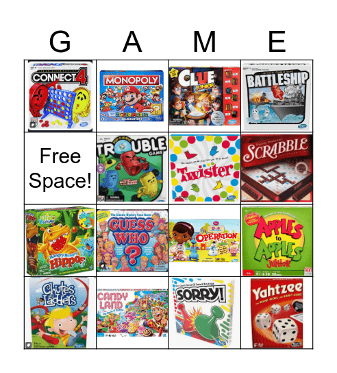 Board Game Bingo Card