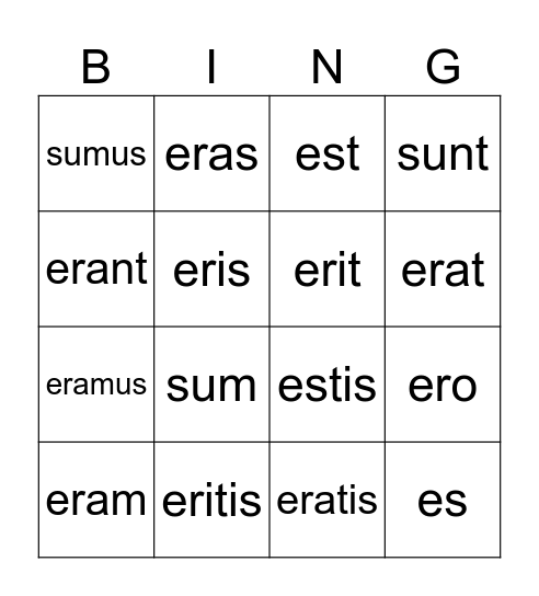 SUM BINGO Card