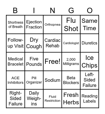 CHF BINGO Card