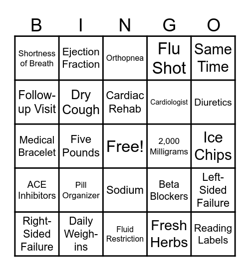 CHF BINGO Card