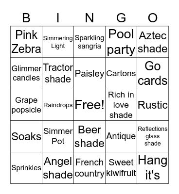 Pink Zebra  Bingo Card