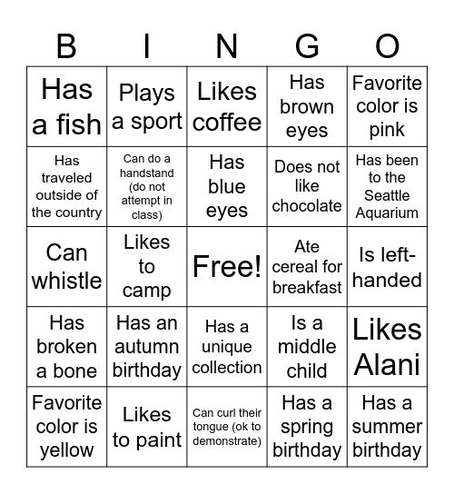 2026 Classmate Bingo Card