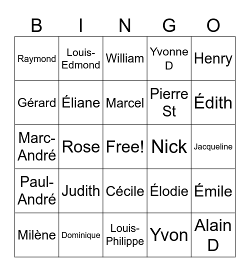 Génération Courchesne-Duval Bingo Card