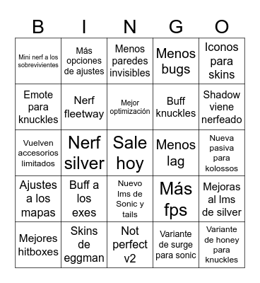 outcome memorias actualización Bingo Card