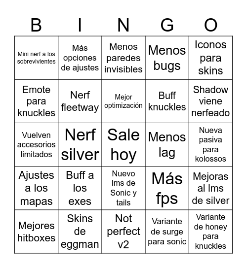 outcome memorias actualización Bingo Card