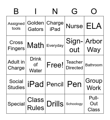 School Info BINGO Card