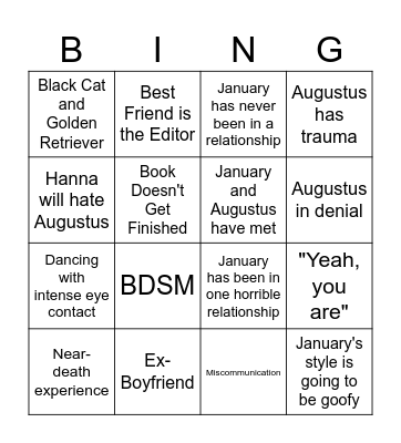 Beach Read Bingo Card