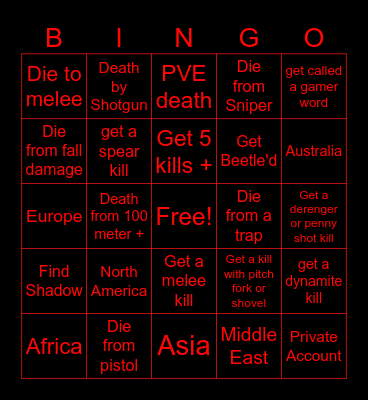 Hunt Bingo Card