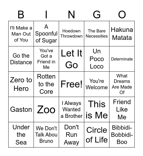 SAI Music Bingo Card