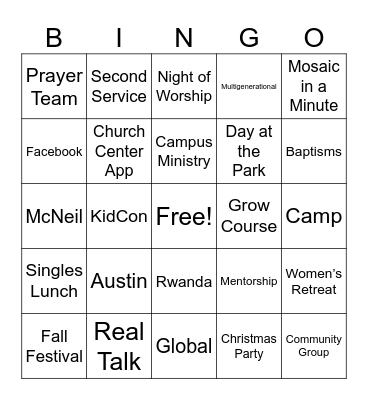 Mosaic Singles Bingo Card
