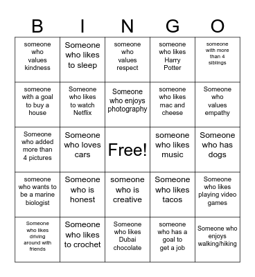 English 10 Bingo Card