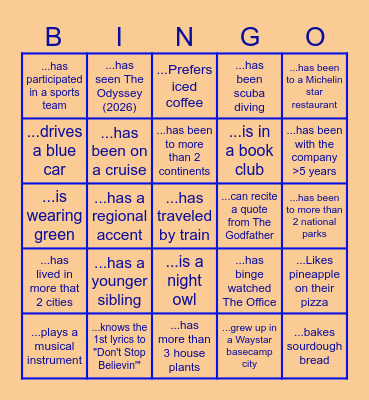Find Someone Who... Bingo Card