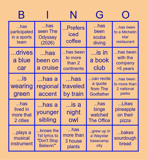 Find Someone Who... Bingo Card