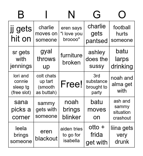aidens party bingo Card