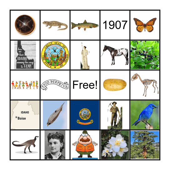 Idaho Symbols Bingo Card