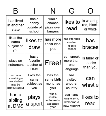 "Find Someone Who ...." Bingo Card