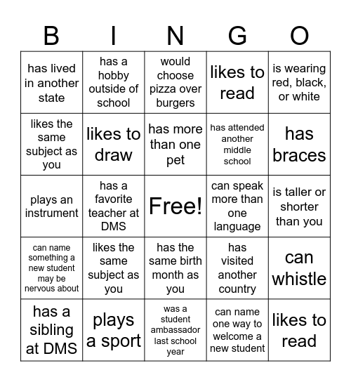 "Find Someone Who ...." Bingo Card