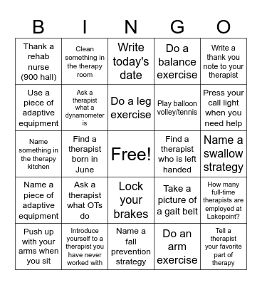 Happy Rehab Week! Bingo Card