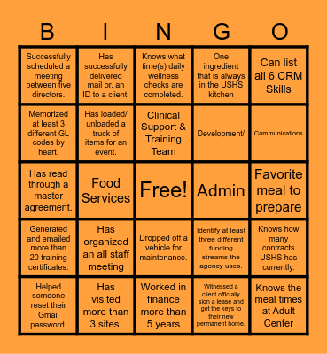 USHS Summer Fest – Meet & Greet Bingo Card