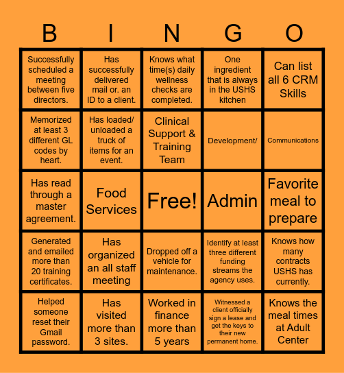 USHS Summer Fest – Meet & Greet Bingo Card