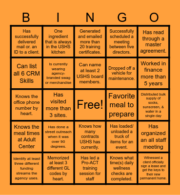 USHS Summer Fest – Meet & Greet Bingo Card