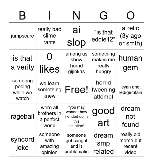 what will we find on my yt shorts fyp Bingo Card