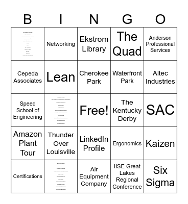 IISE Bingo Card