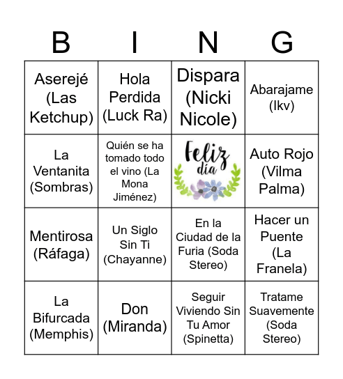 Bingo Musical de los 30 años Bingo Card