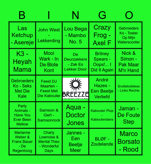 Het Foute Uur Bingo Card