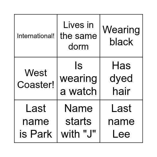 Get their signature! Bingo Card