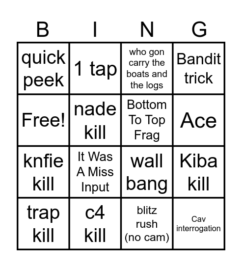 R6 Bingo Card