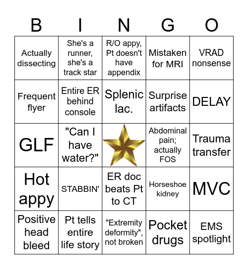 CT Bingo Card