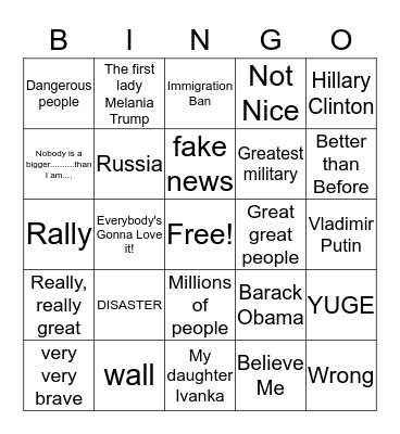 TRUMP BINGO Card