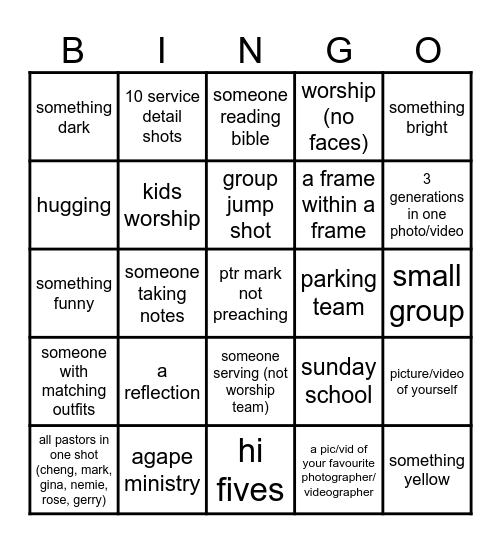 photo video game thing lol Bingo Card