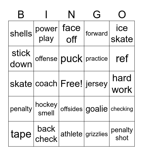 Hockey Bingo Card
