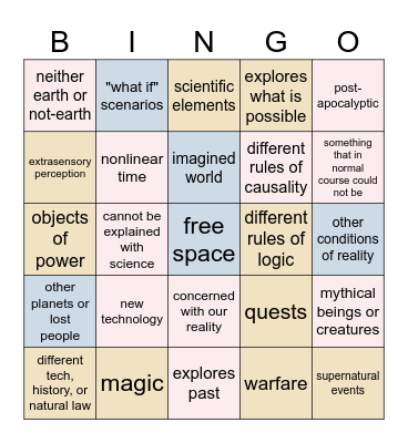 Chloe's Bingo Card Bingo Card