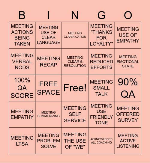 SEASONS BEHAVIOR BINGO Card