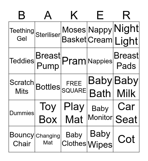 Hannah's Baby Shower Bingo! Bingo Card