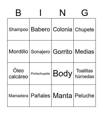 Baby Shower Facundo Bingo Card