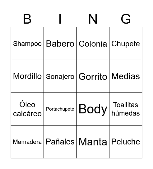 Baby Shower Facundo Bingo Card
