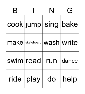 I Can... Bingo Card