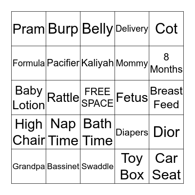 BABY SHOWER BINGO Card