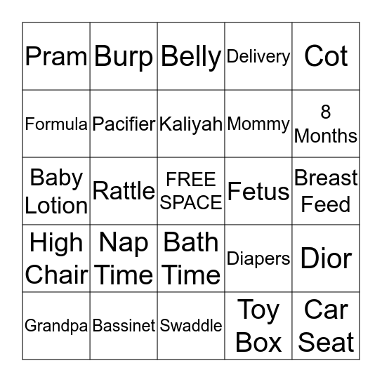 BABY SHOWER BINGO Card