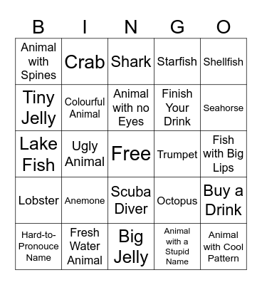 Jazz Night at the Aquarium Bingo Card