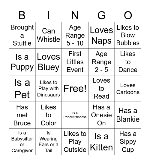 Getting to Know Us Bingo Card